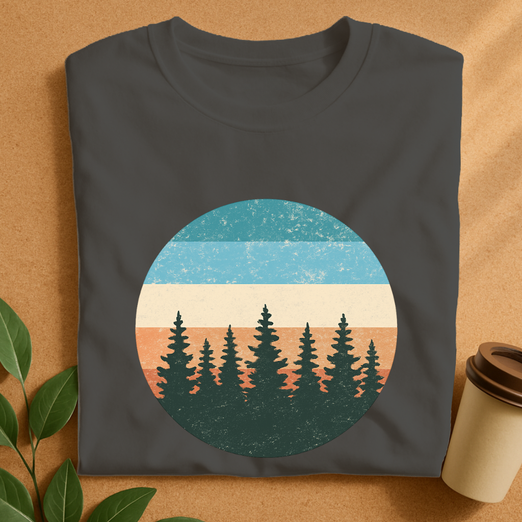Vintage Sunset Pines Silhouette T-Shirt