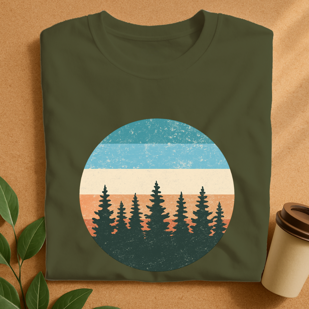 Vintage Sunset Pines Silhouette T-Shirt