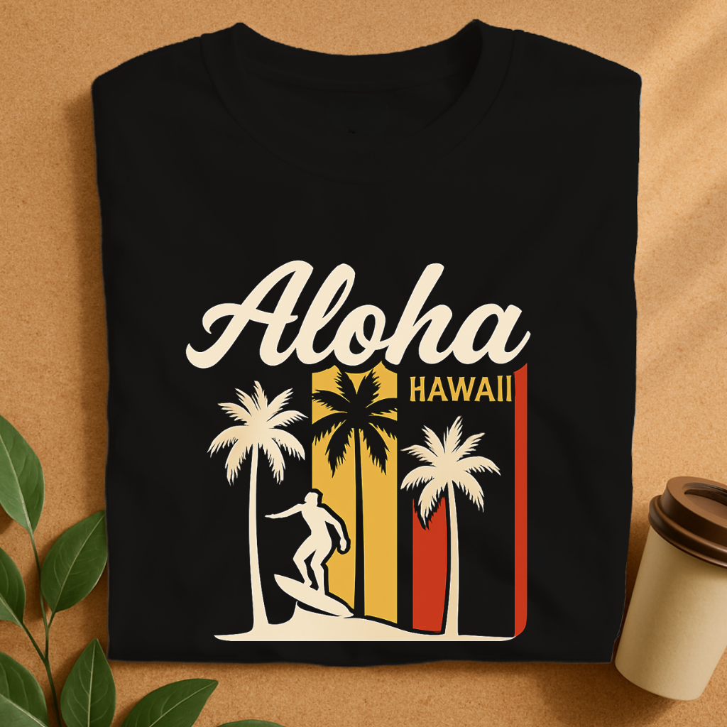 Aloha Hawaii Surf & Palm Silhouette T-Shirt