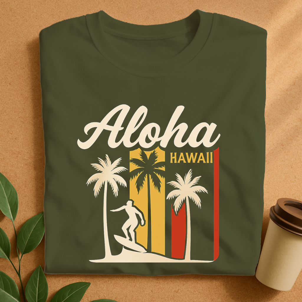 Aloha Hawaii Surf & Palm Silhouette T-Shirt