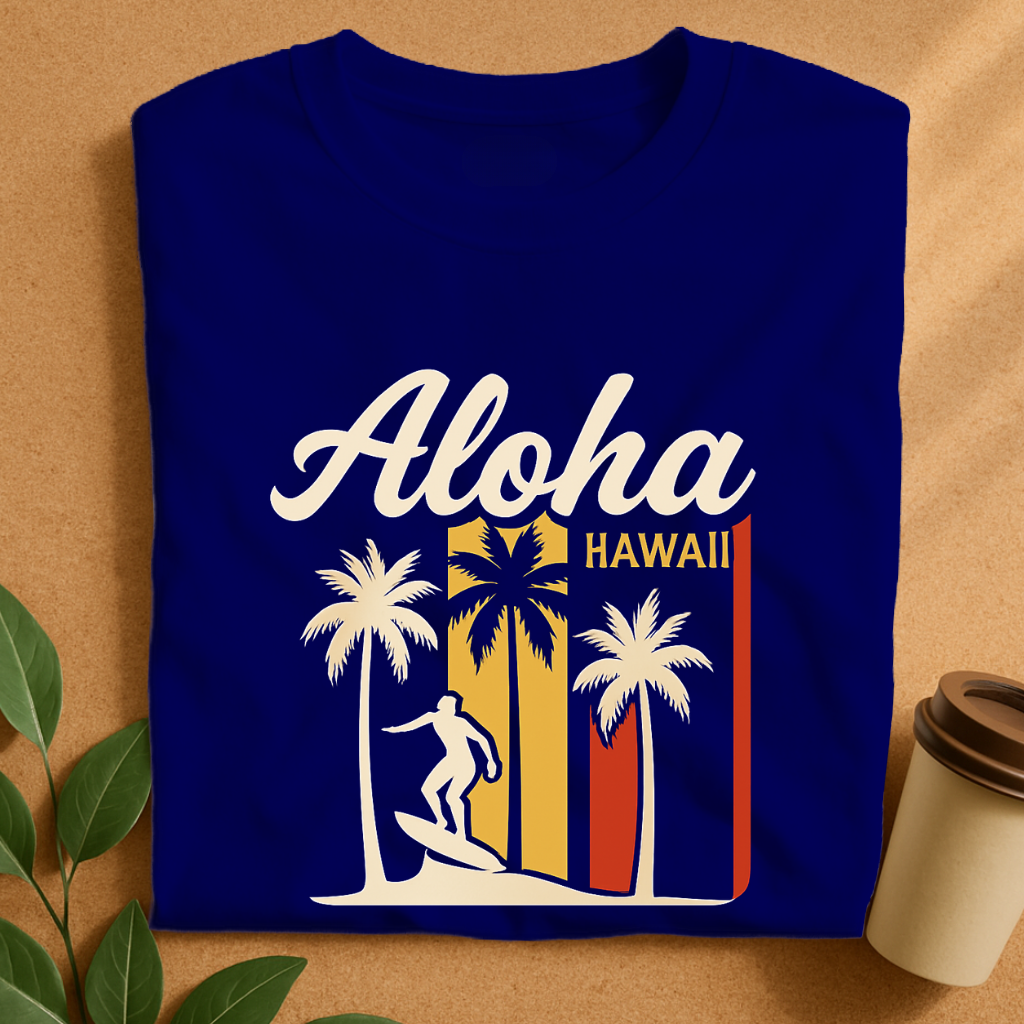 Aloha Hawaii Surf & Palm Silhouette T-Shirt