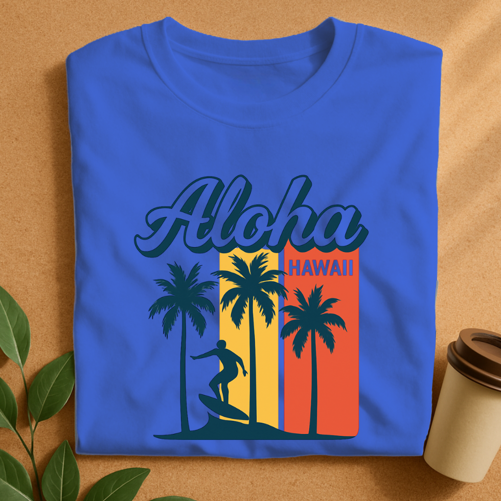 Aloha Hawaii Surf & Palm Silhouette T-Shirt