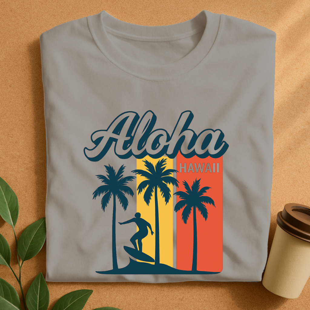 Aloha Hawaii Surf & Palm Silhouette T-Shirt