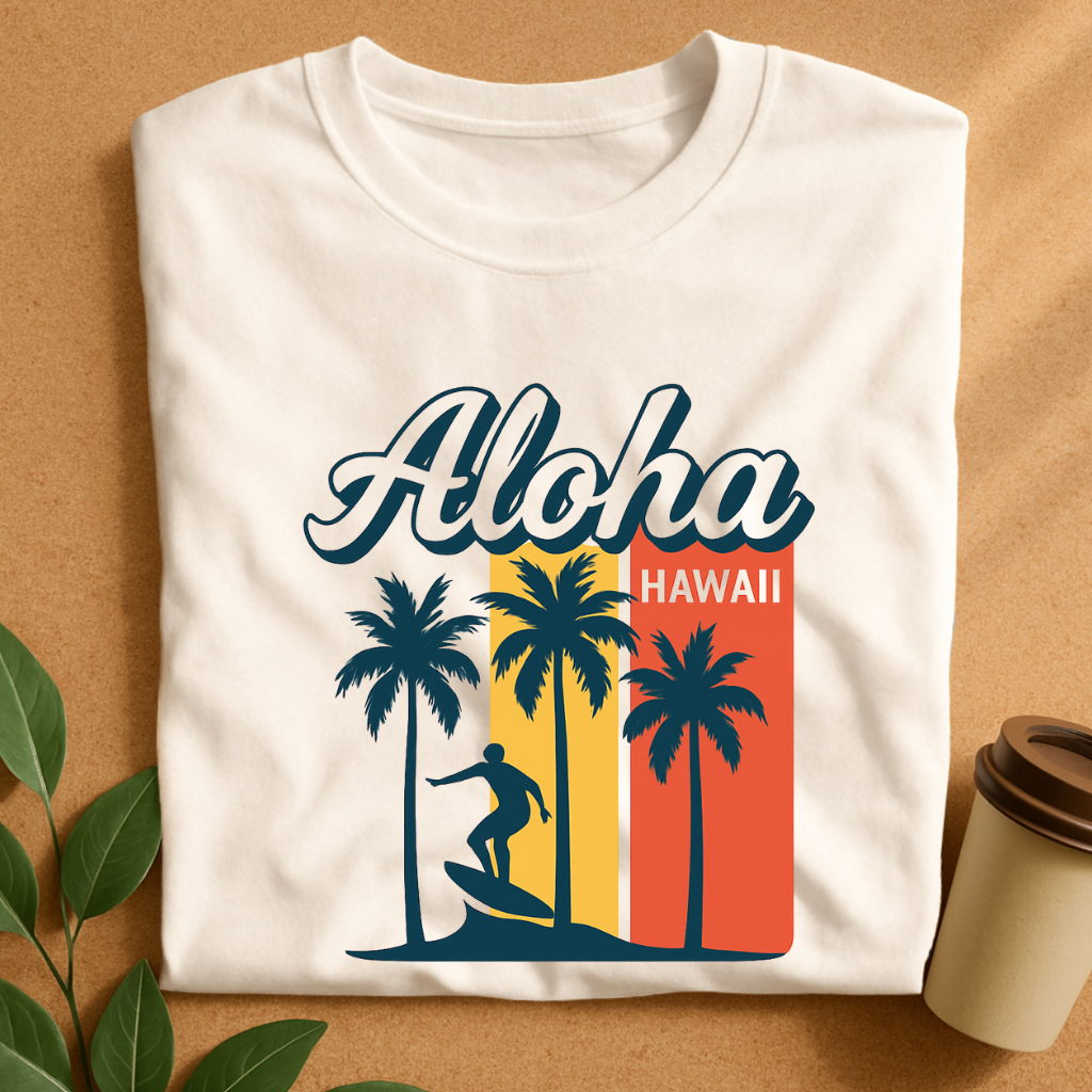 Aloha Hawaii Surf & Palm Silhouette T-Shirt