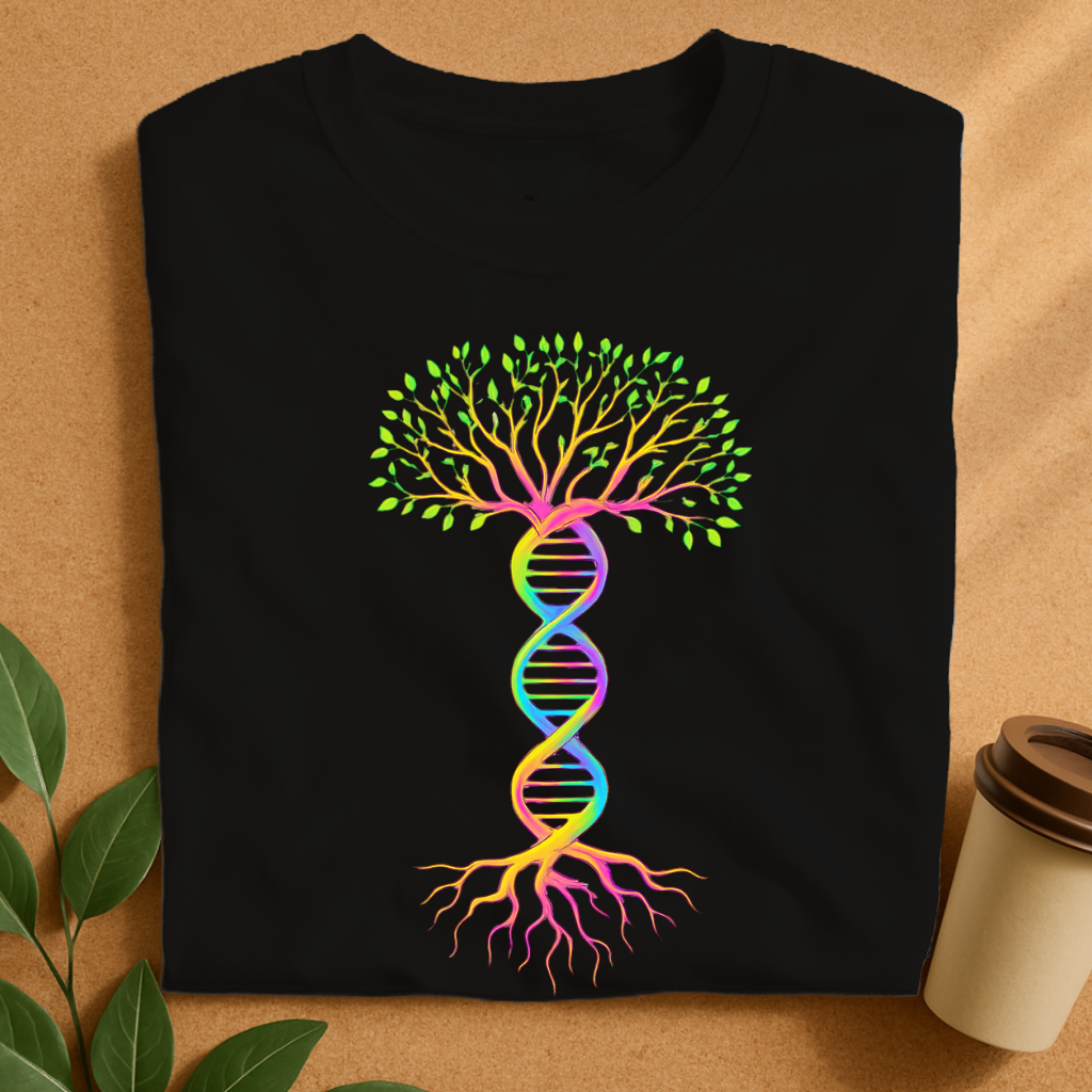 Rainbow DNA Tree of Life with Vibrant Roots and Leaves T-Shirt