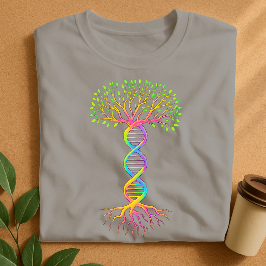 Rainbow DNA Tree of Life with Vibrant Roots and Leaves T-Shirt