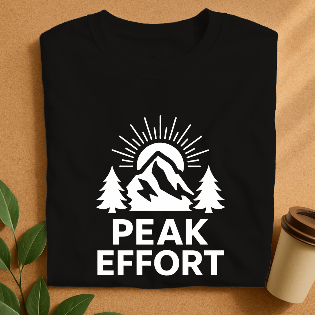 Sunrise Mountain Peak with Bold 'Peak Effort' T-Shirt