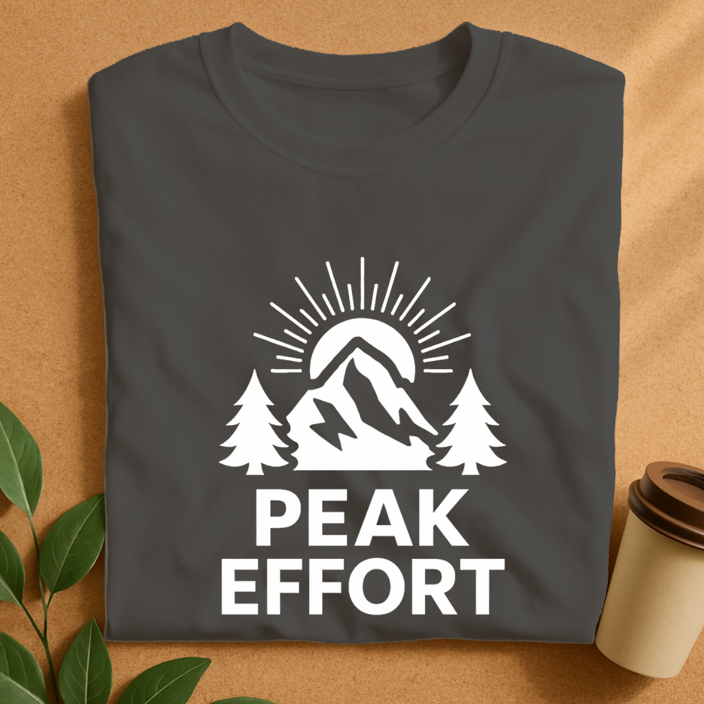Sunrise Mountain Peak with Bold 'Peak Effort' T-Shirt