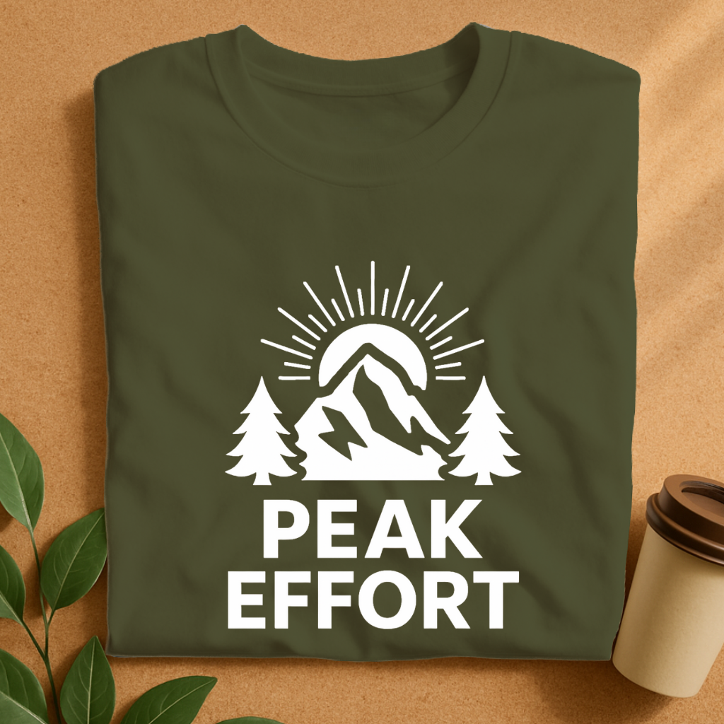 Sunrise Mountain Peak with Bold 'Peak Effort' T-Shirt