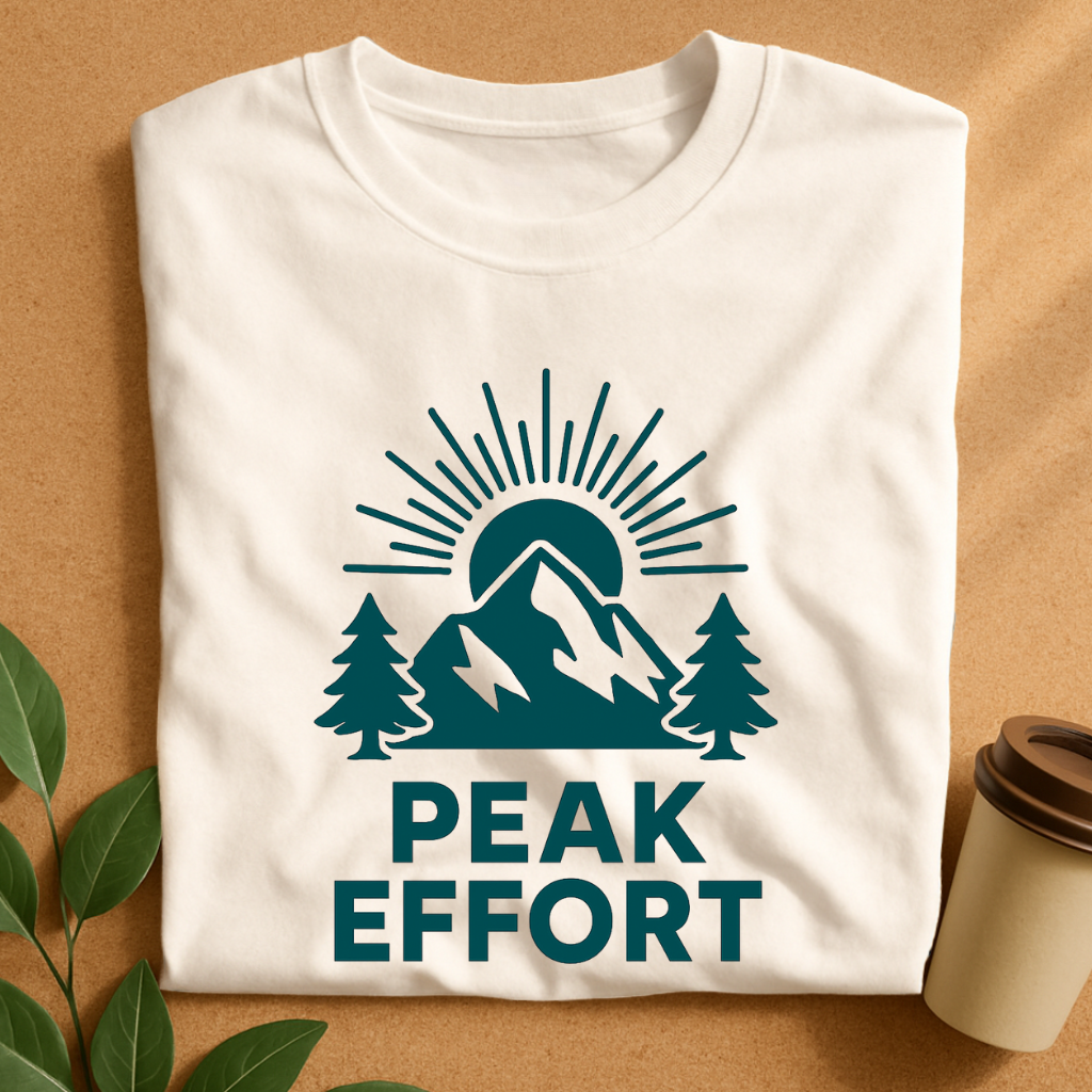 Sunrise Mountain Peak with Bold 'Peak Effort' T-Shirt