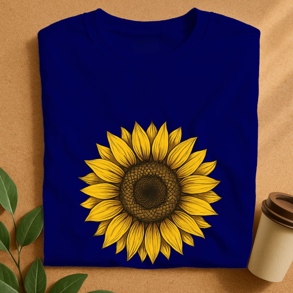 Vibrant Hand-Drawn Sunflower Illustration T-Shirt