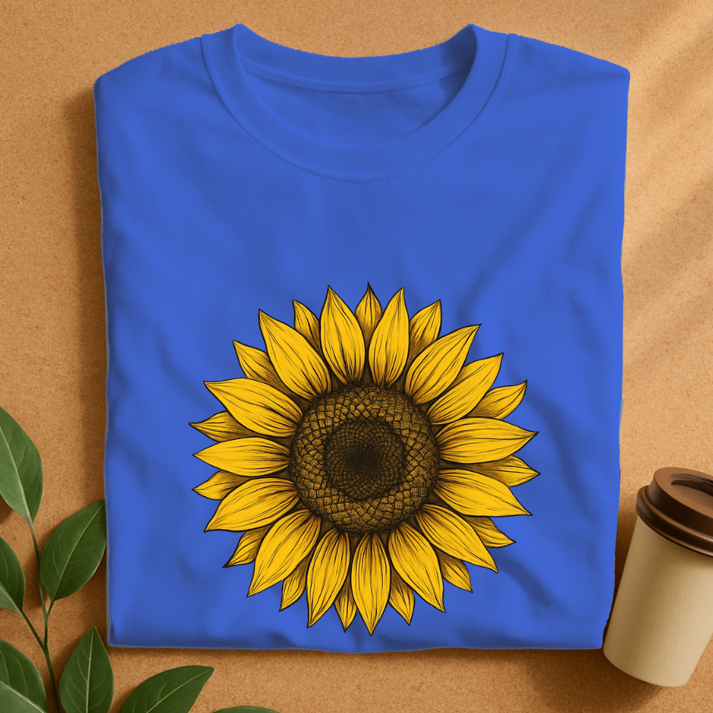 Vibrant Hand-Drawn Sunflower Illustration T-Shirt