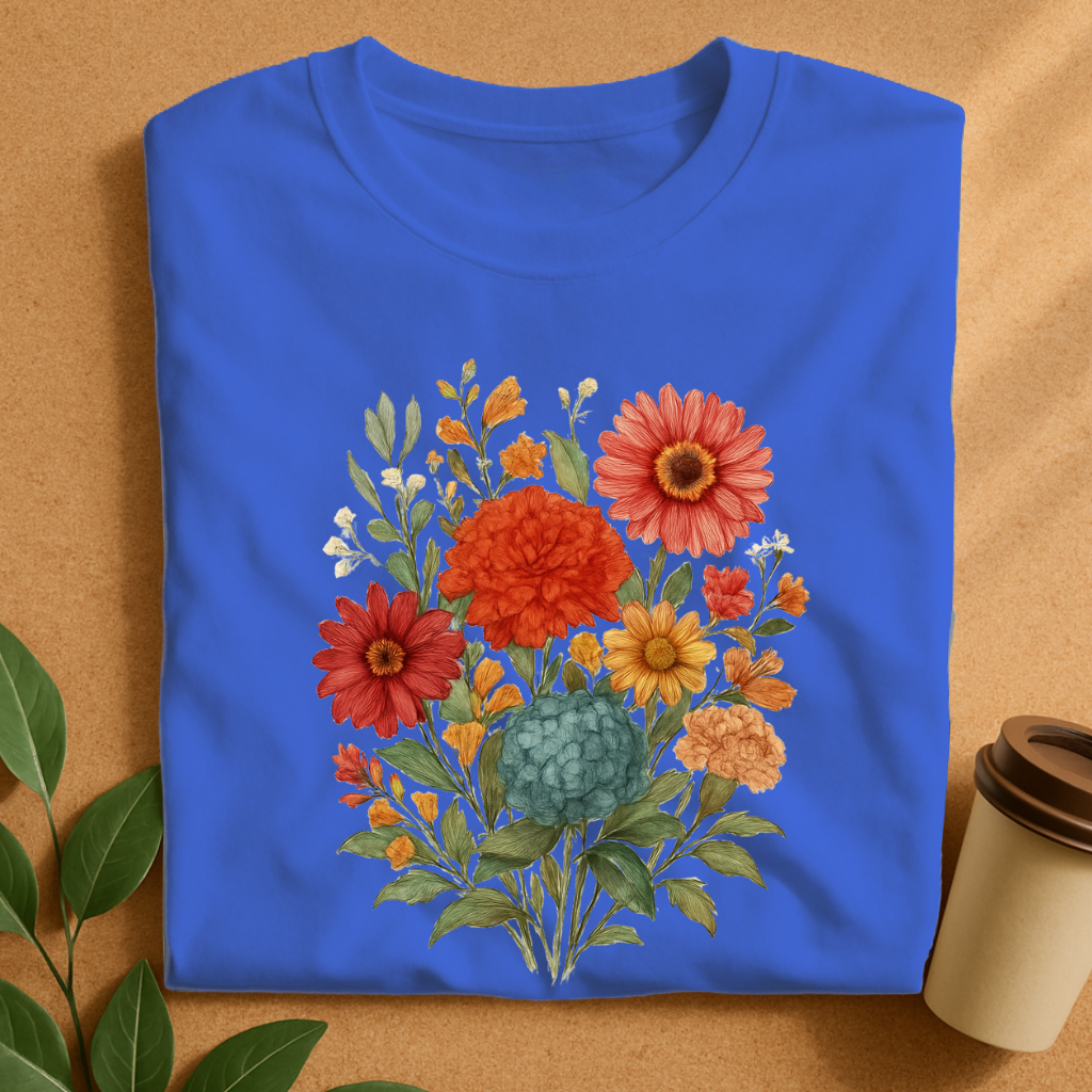 Vintage Hand-Drawn Bloom Bouquet T-Shirt
