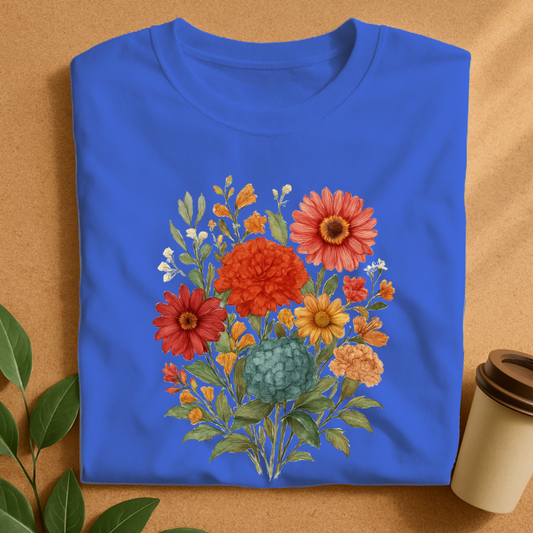 Vintage Hand-Drawn Bloom Bouquet T-Shirt