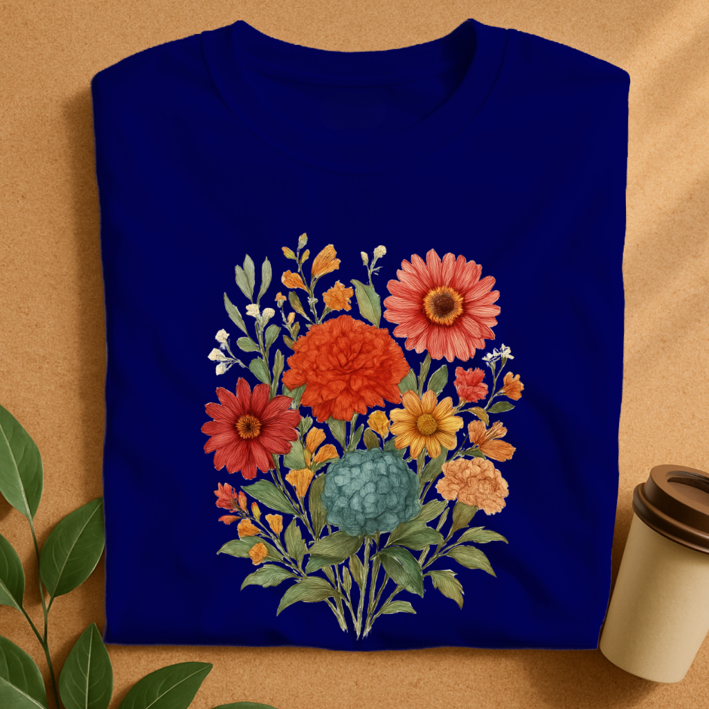 Vintage Hand-Drawn Bloom Bouquet T-Shirt