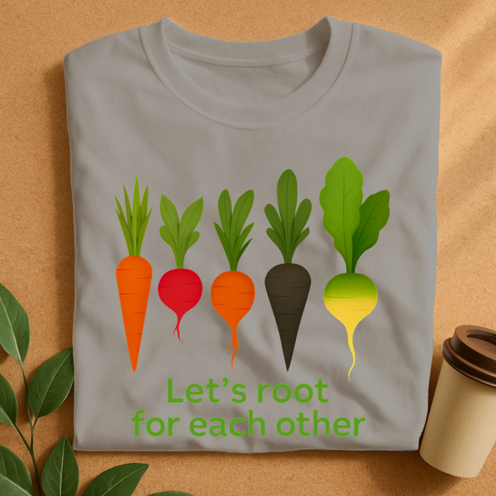 Colorful Root Veggies with Uplifting Message T-Shirt