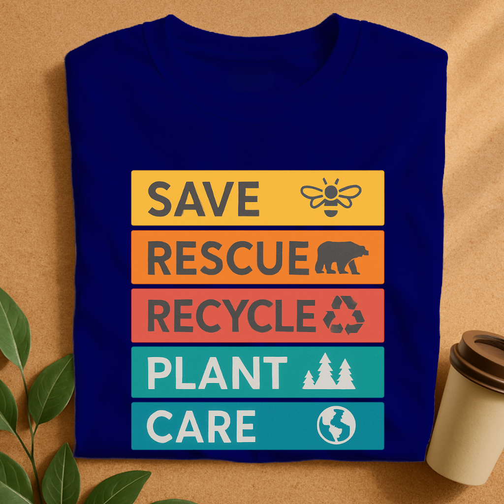 Eco Action Steps with Nature Icons T-Shirt