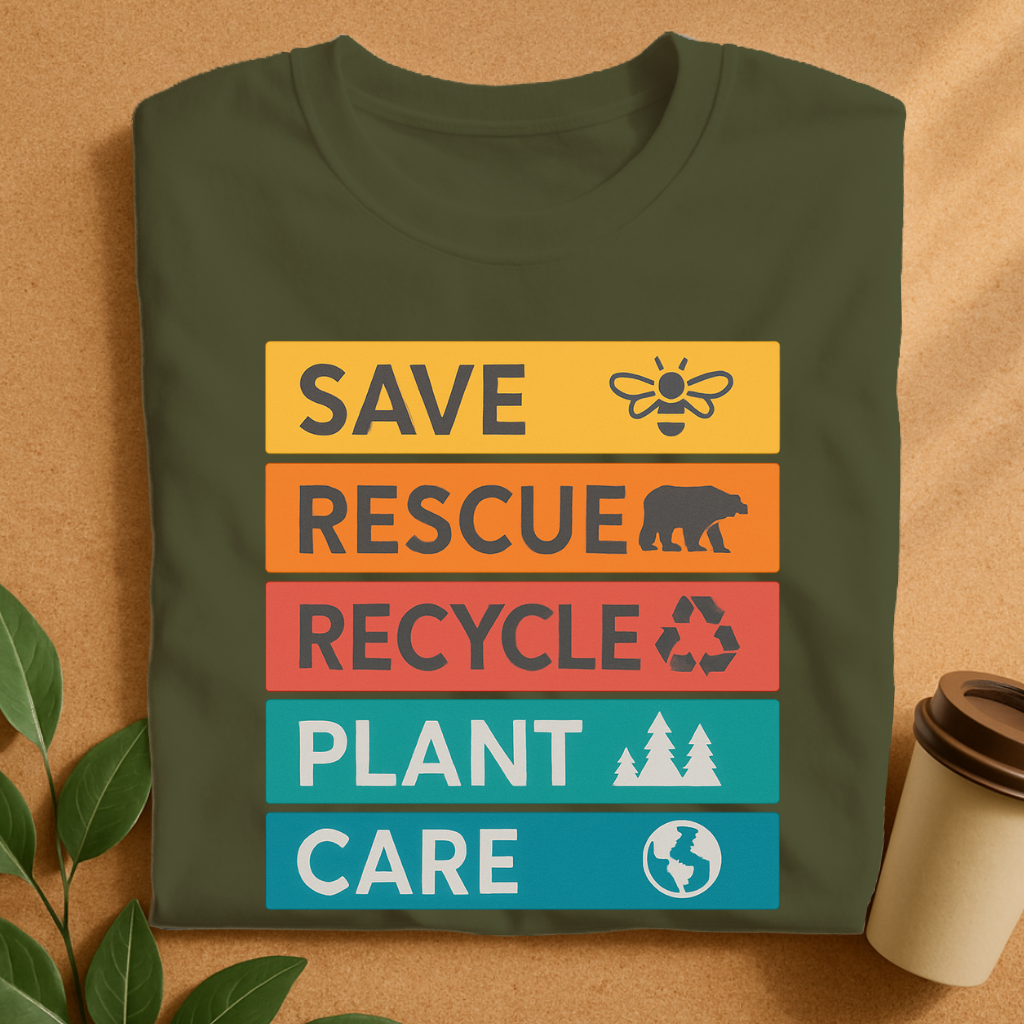 Eco Action Steps with Nature Icons T-Shirt