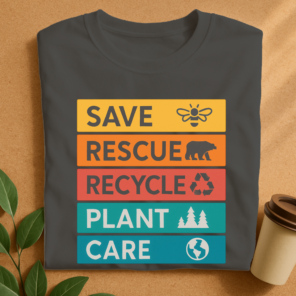 Eco Action Steps with Nature Icons T-Shirt