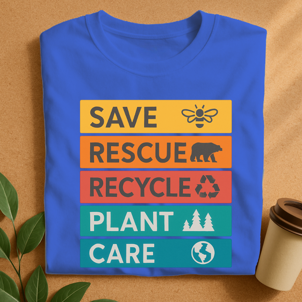 Eco Action Steps with Nature Icons T-Shirt