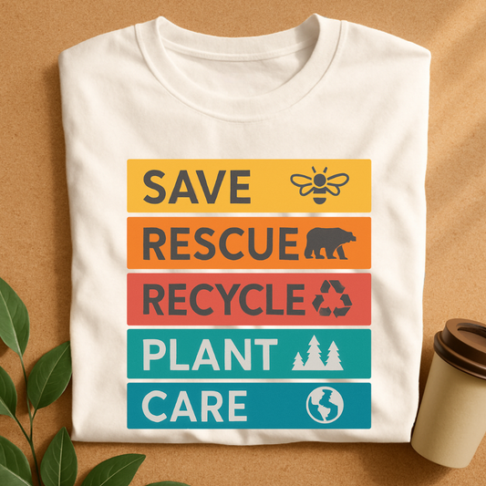 Eco Action Steps with Nature Icons T-Shirt