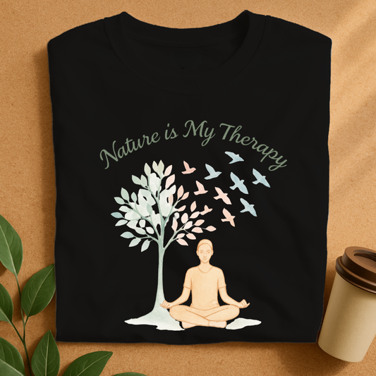 Meditative Harmony Beneath Soaring Pastel Leaves T-Shirt