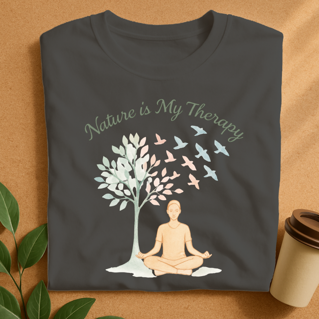 Meditative Harmony Beneath Soaring Pastel Leaves T-Shirt
