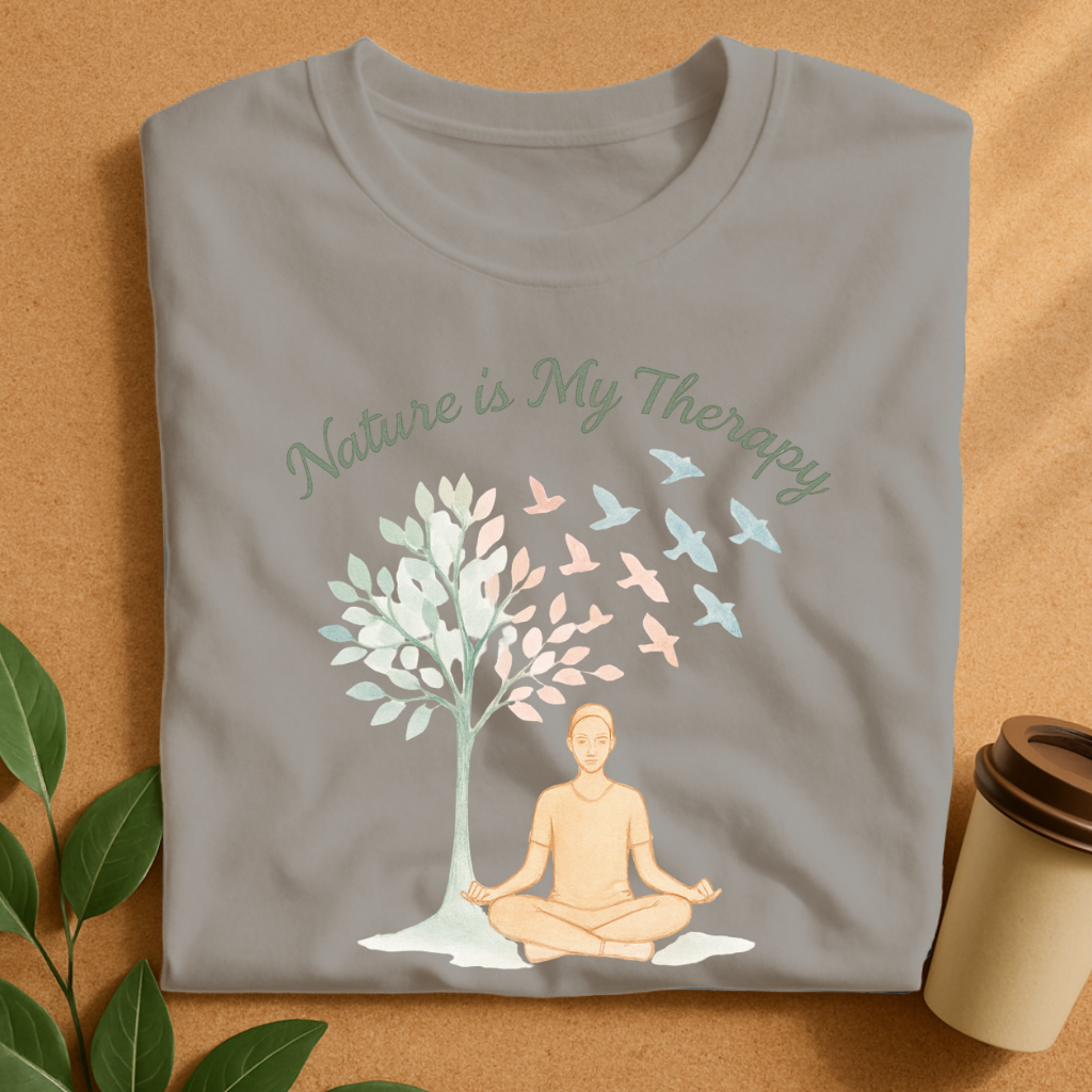 Meditative Harmony Beneath Soaring Pastel Leaves T-Shirt