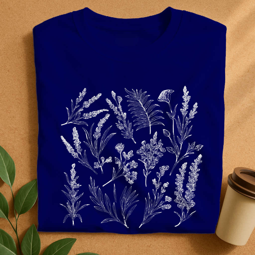 Minimalist Wildflower Line Art T-Shirt