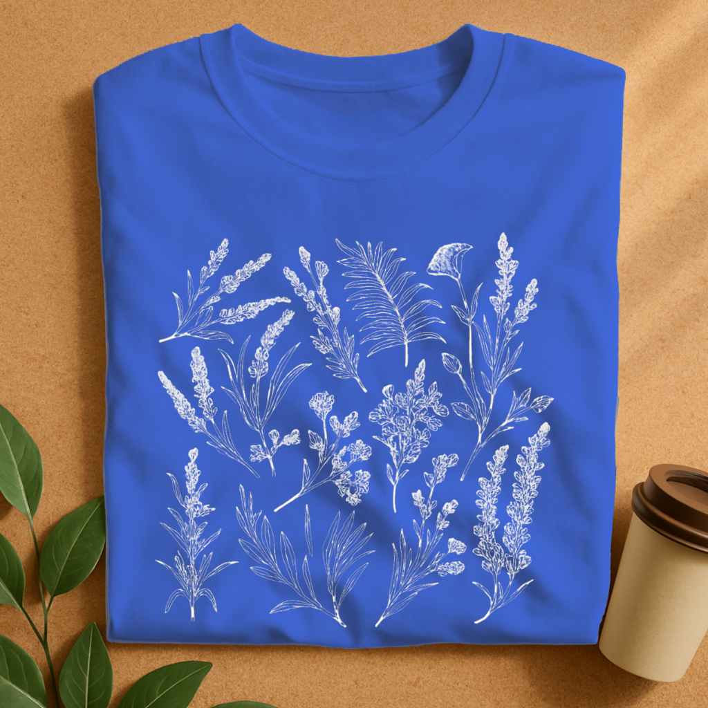 Minimalist Wildflower Line Art T-Shirt