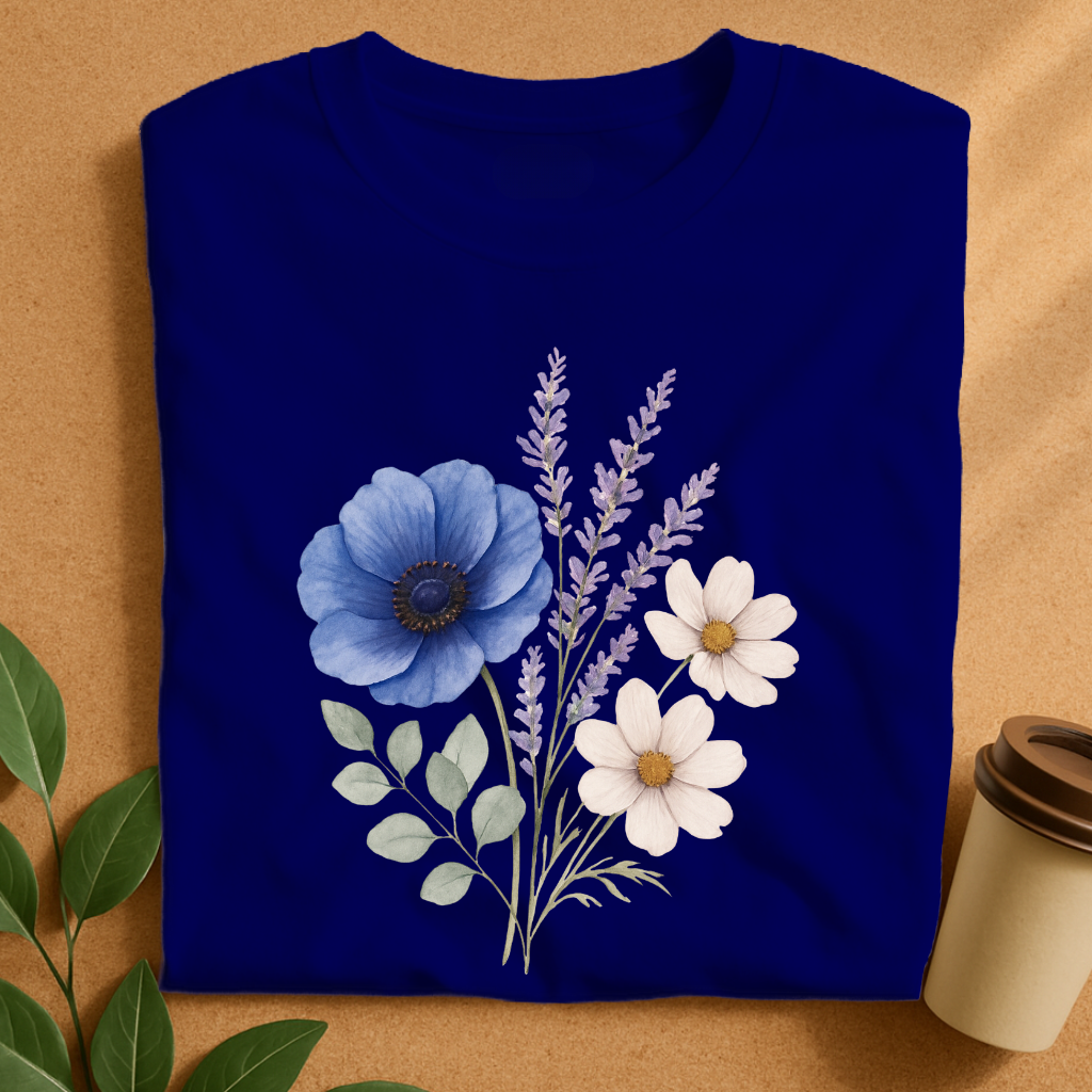 Elegant Watercolor Bouquet with Blue & Lavender-Original
