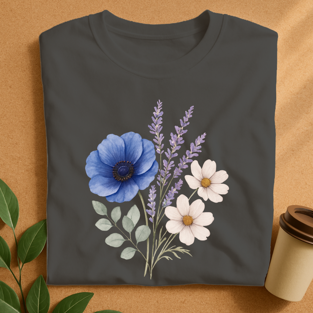 Elegant Watercolor Bouquet with Blue & Lavender-Original
