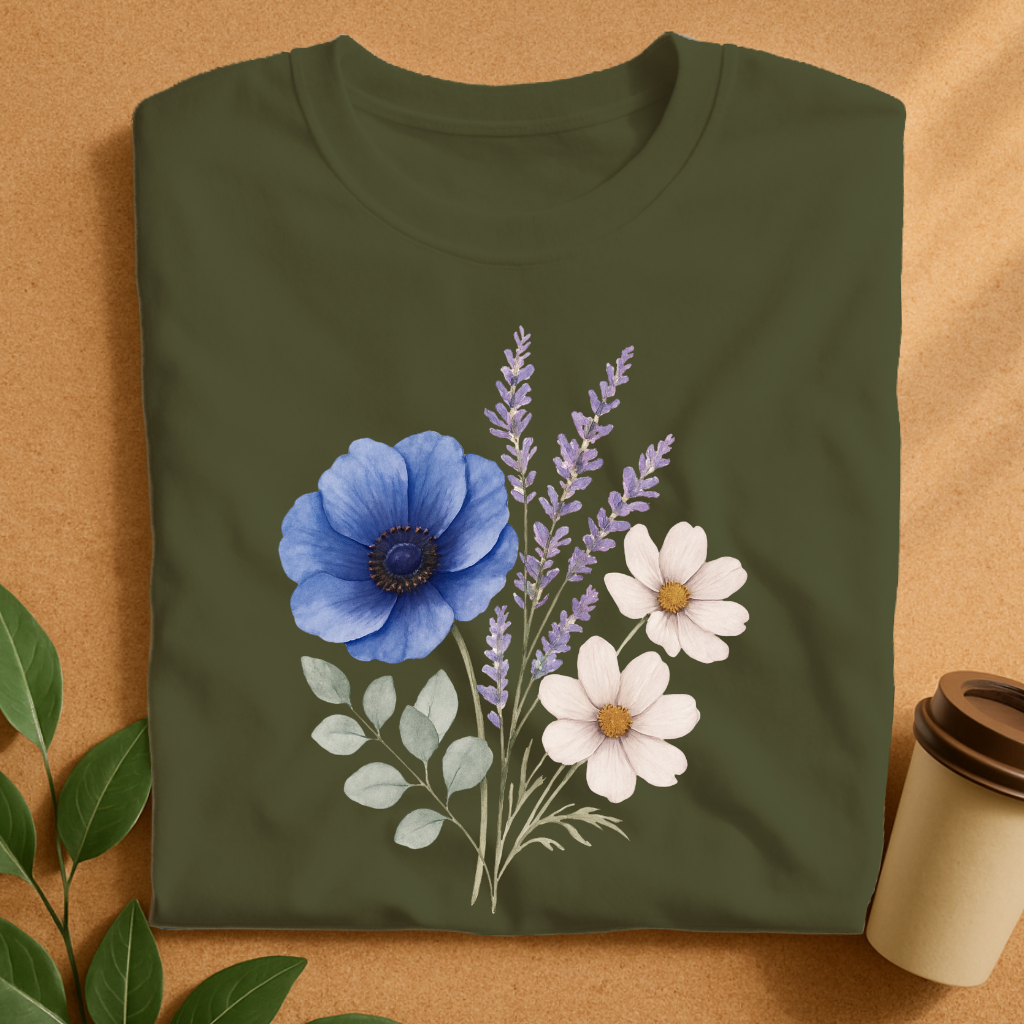 Elegant Watercolor Bouquet with Blue & Lavender-Original