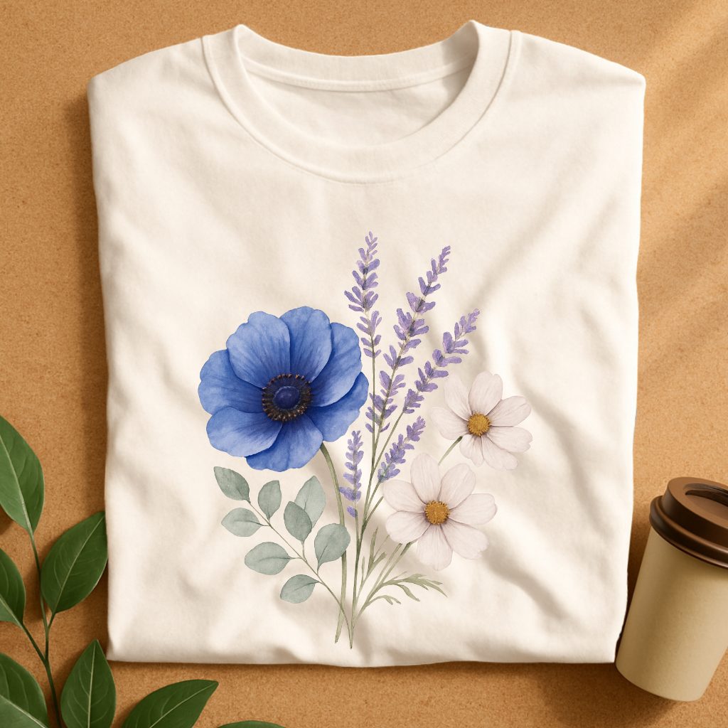 Elegant Watercolor Bouquet with Blue & Lavender-Original