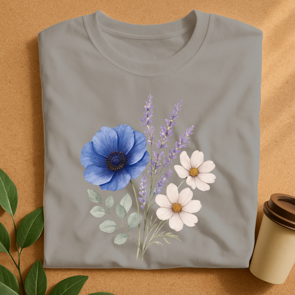 Elegant Watercolor Bouquet with Blue & Lavender-Original