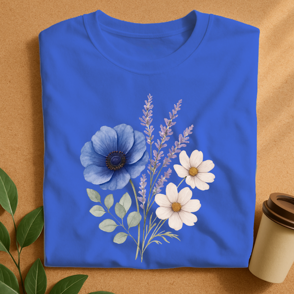 Elegant Watercolor Bouquet with Blue & Lavender-Original