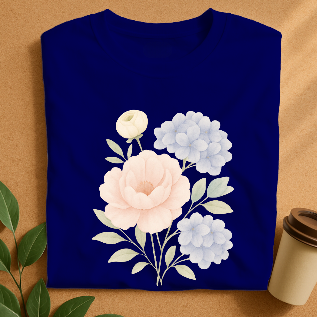 Soft Pastel Peony and Hydrangea Bouquet T-Shirt