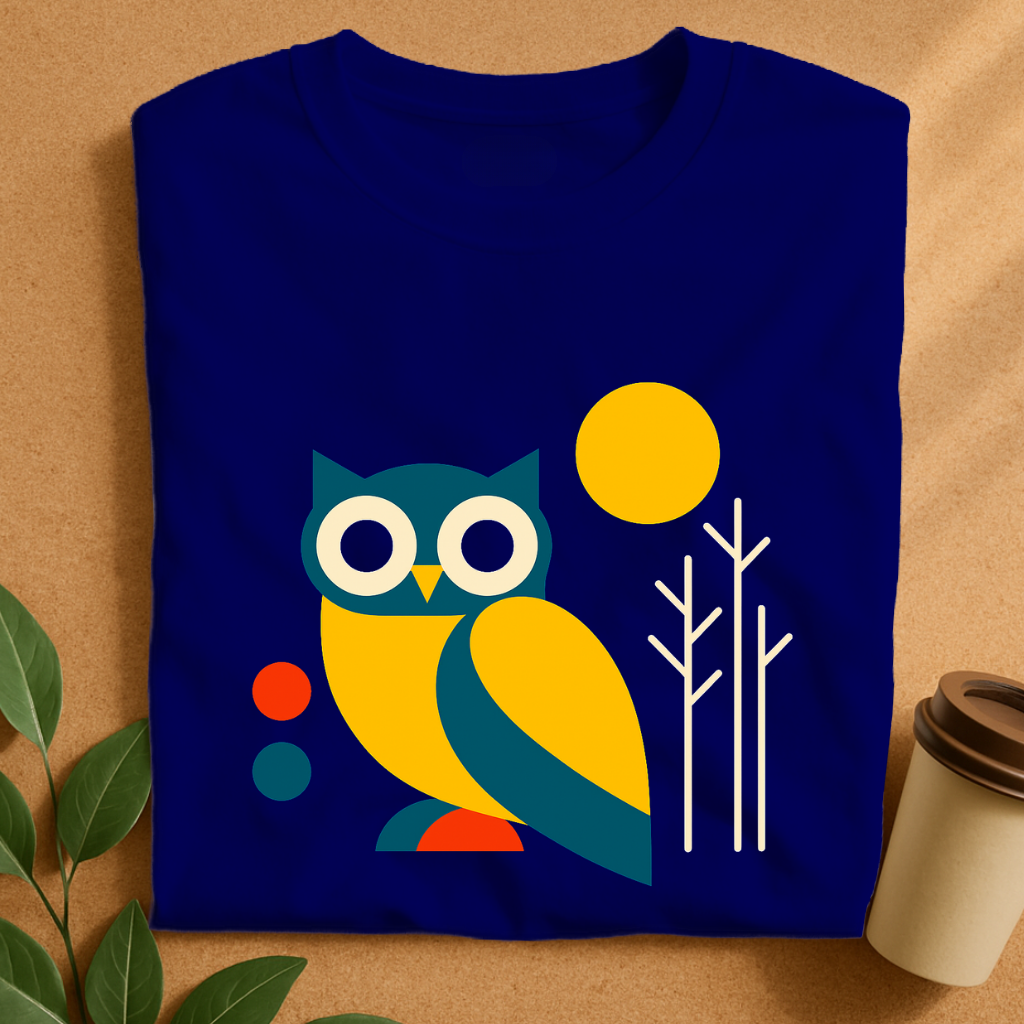Bright Geometric Owl with Abstract Trees T-Shirt