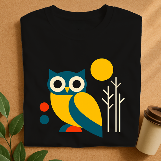 Bright Geometric Owl with Abstract Trees T-Shirt
