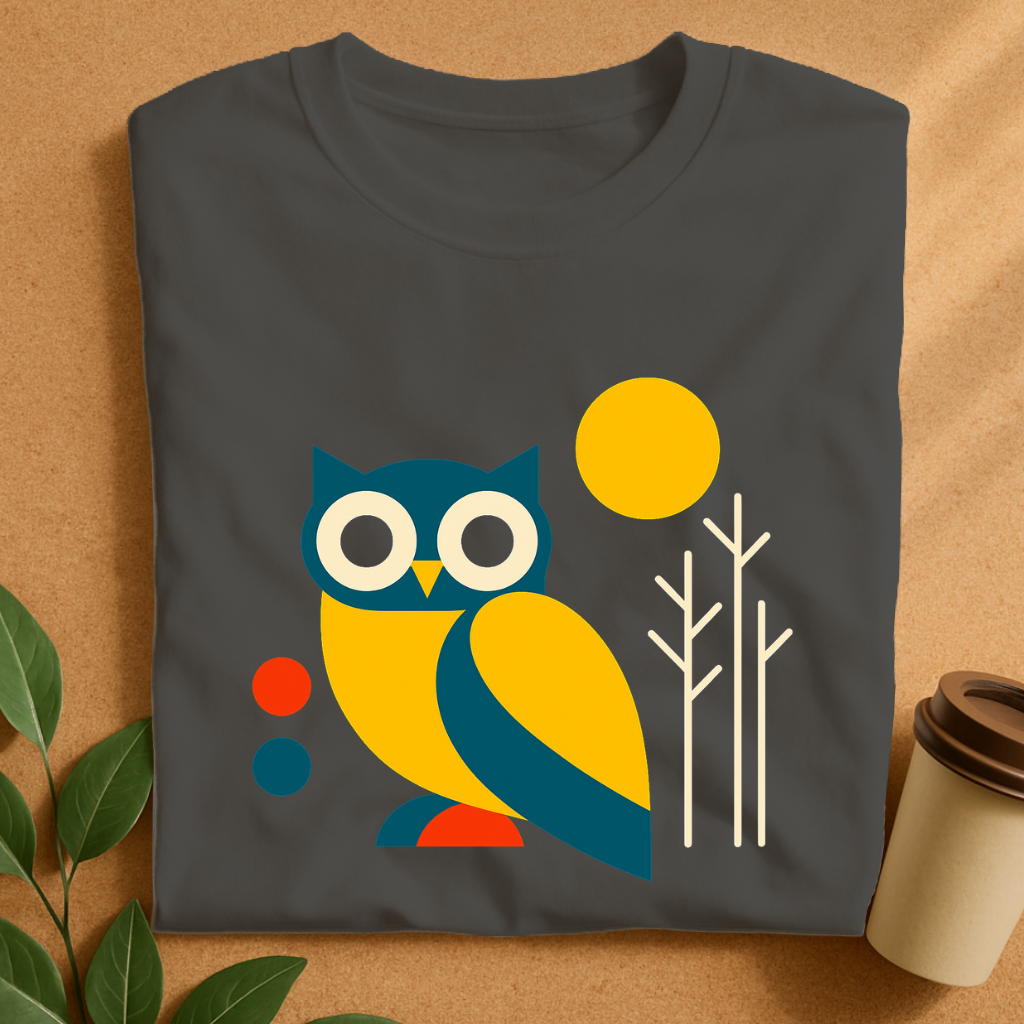 Bright Geometric Owl with Abstract Trees T-Shirt