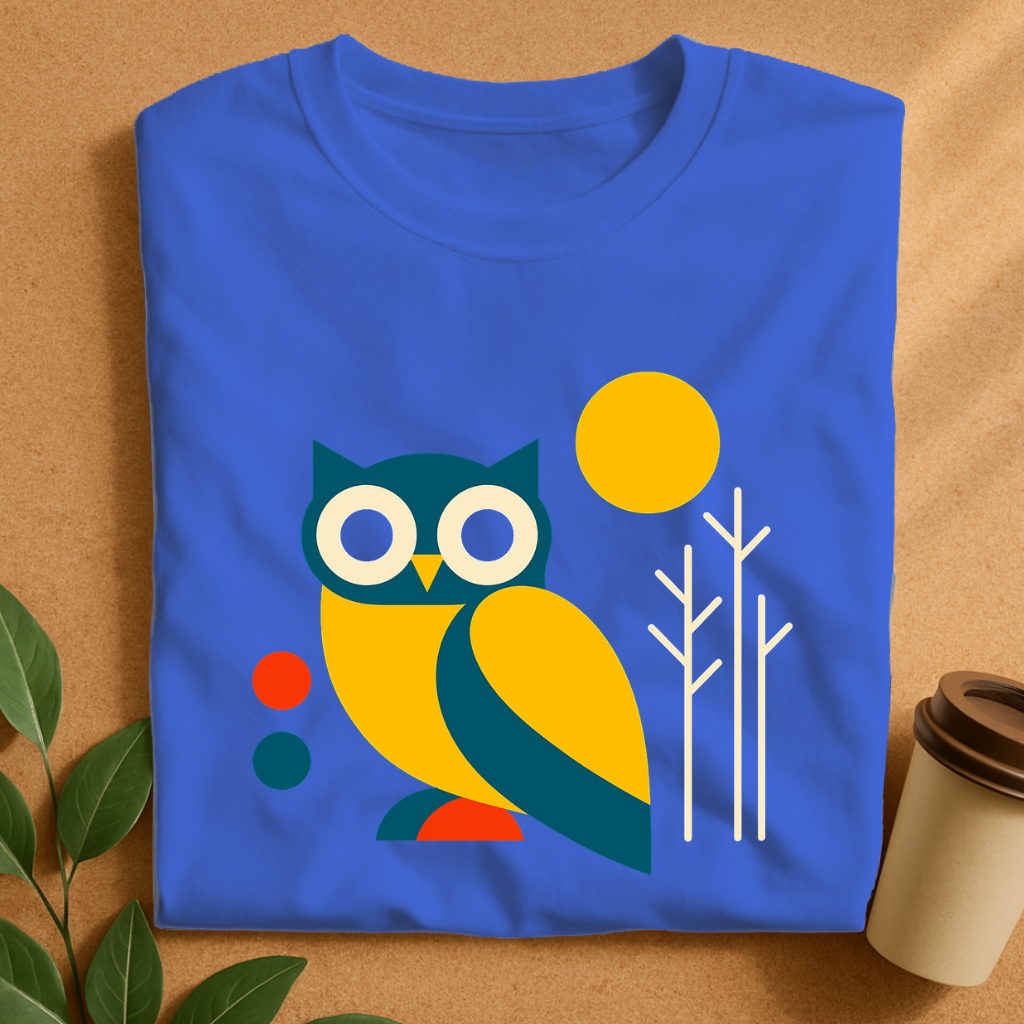 Bright Geometric Owl with Abstract Trees T-Shirt