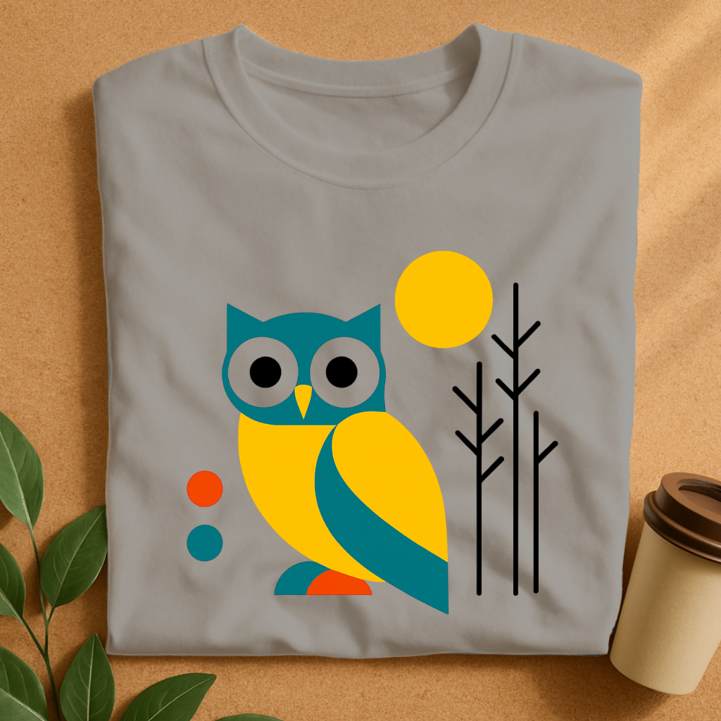 Bright Geometric Owl with Abstract Trees T-Shirt