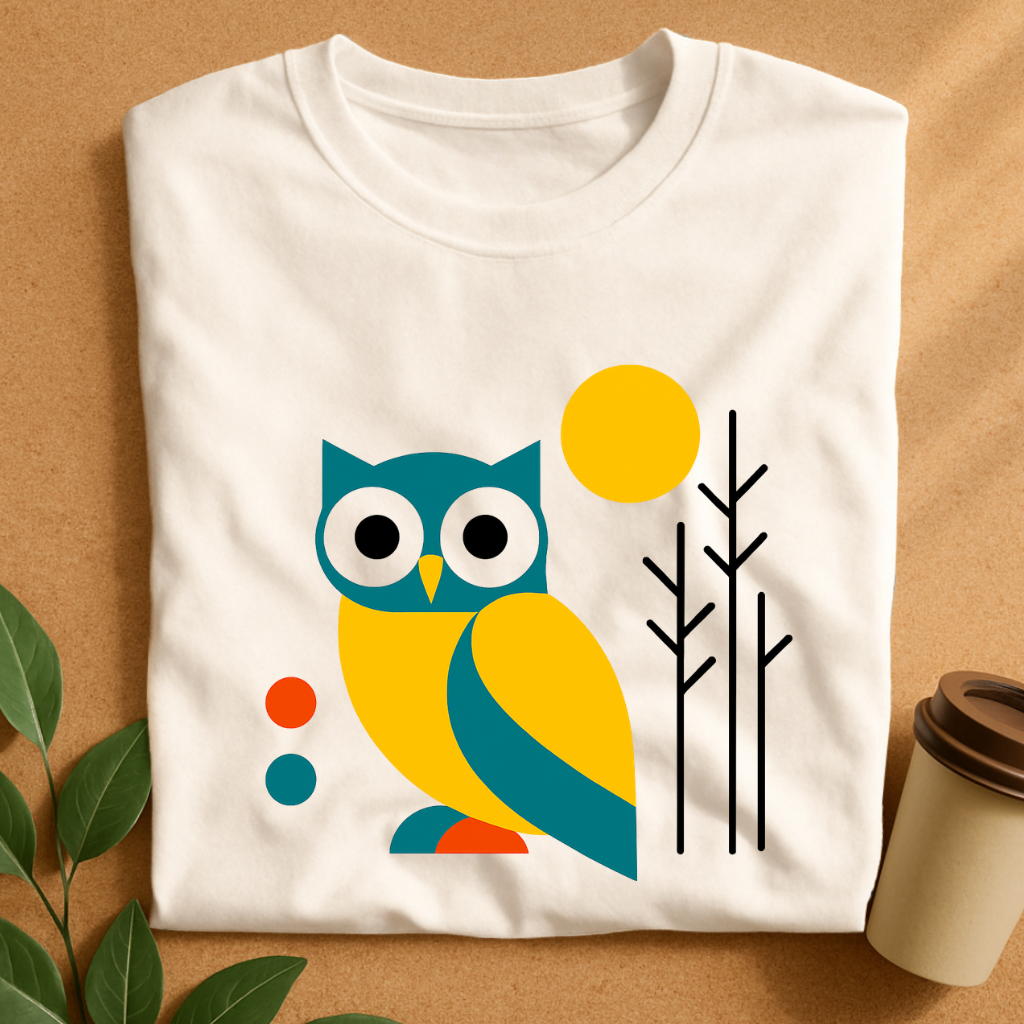 Bright Geometric Owl with Abstract Trees T-Shirt