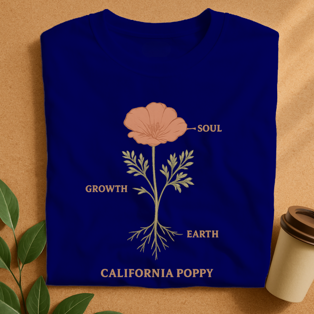 California Poppy Growth & Soul Scientific Diagram T-Shirt