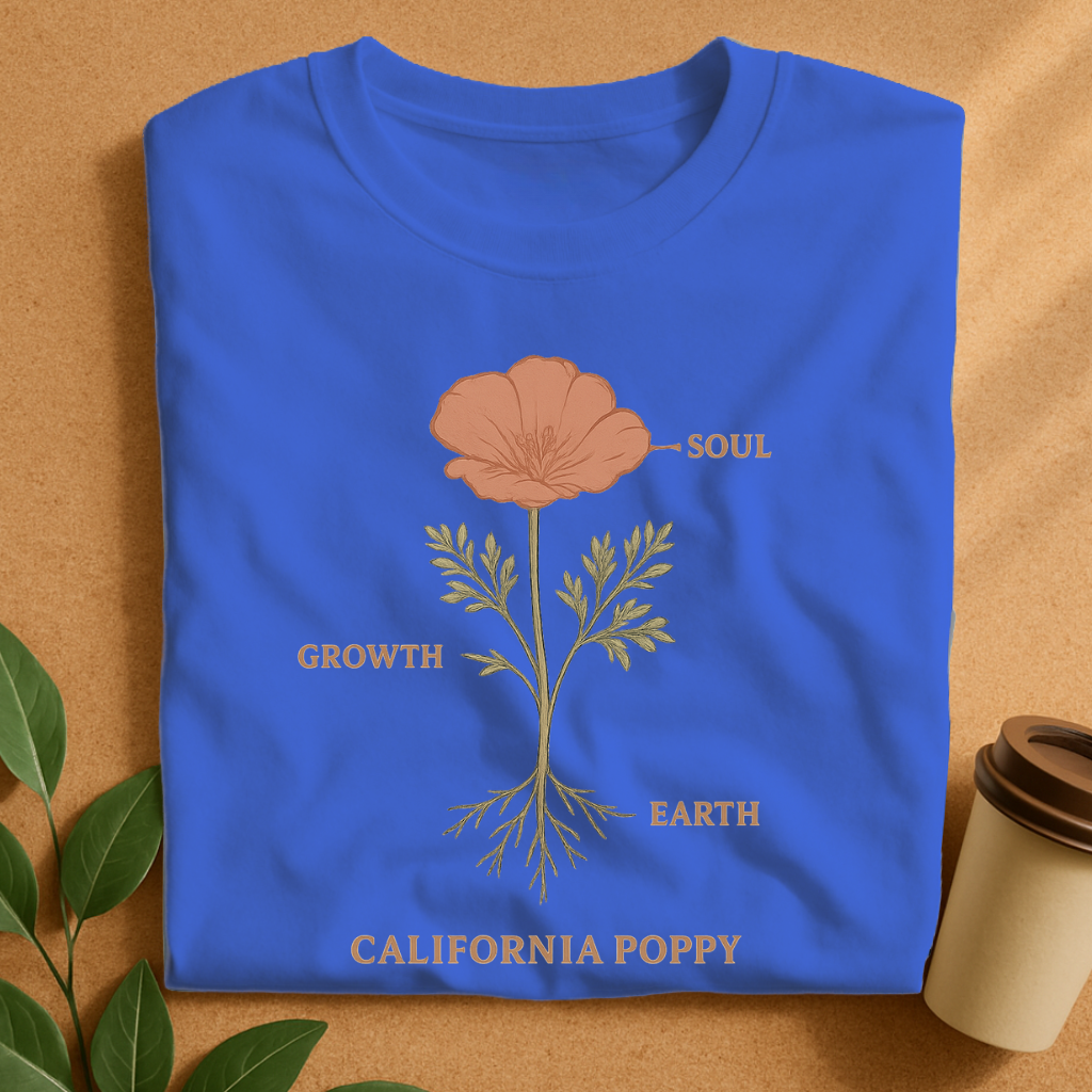 California Poppy Growth & Soul Scientific Diagram T-Shirt
