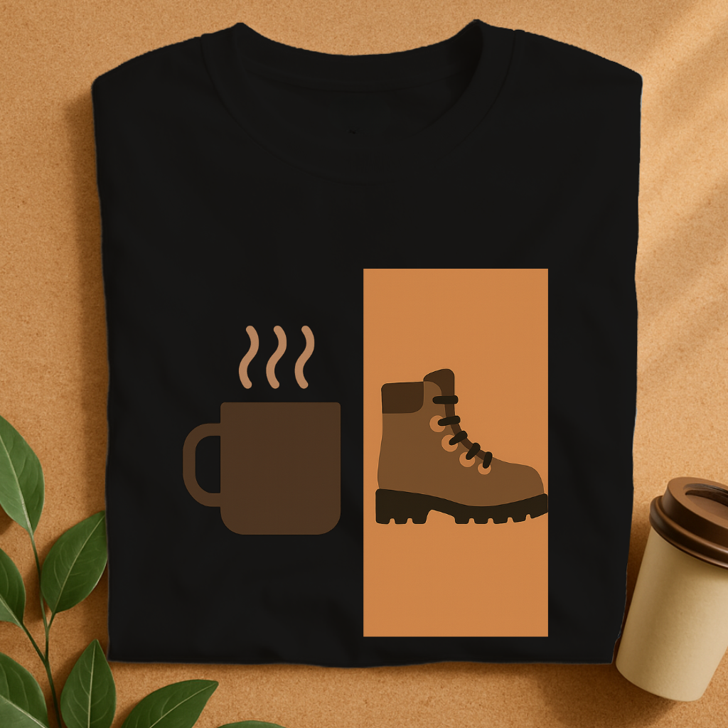 Coffee & Trek – Bold Split-Screen Adventure  T-Shirt