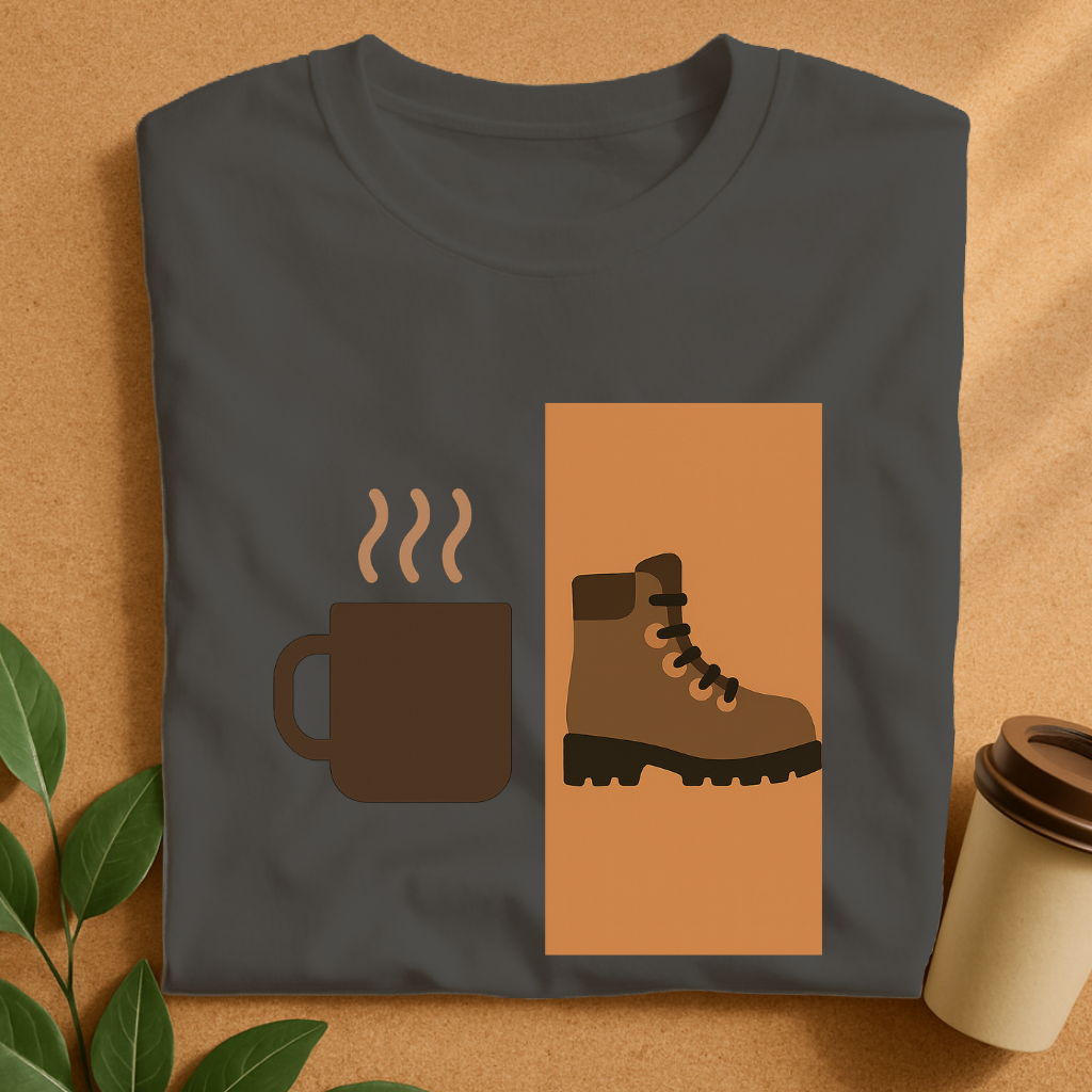 Coffee & Trek – Bold Split-Screen Adventure  T-Shirt