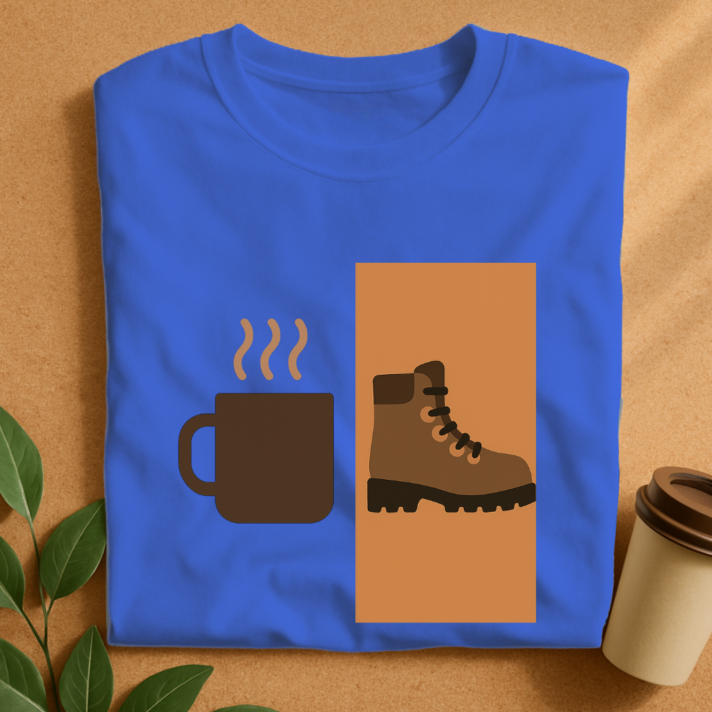 Coffee & Trek – Bold Split-Screen Adventure  T-Shirt