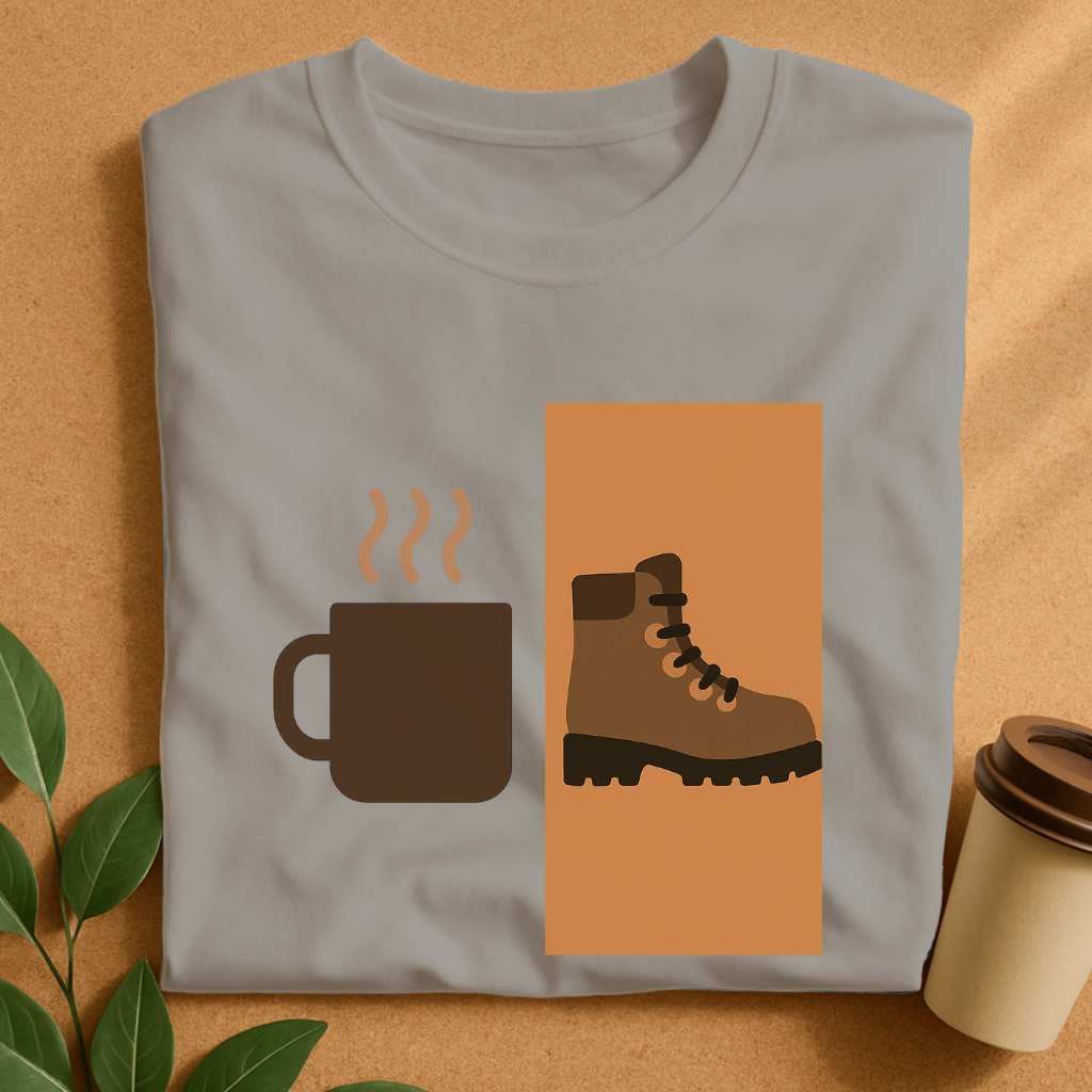 Coffee & Trek – Bold Split-Screen Adventure  T-Shirt