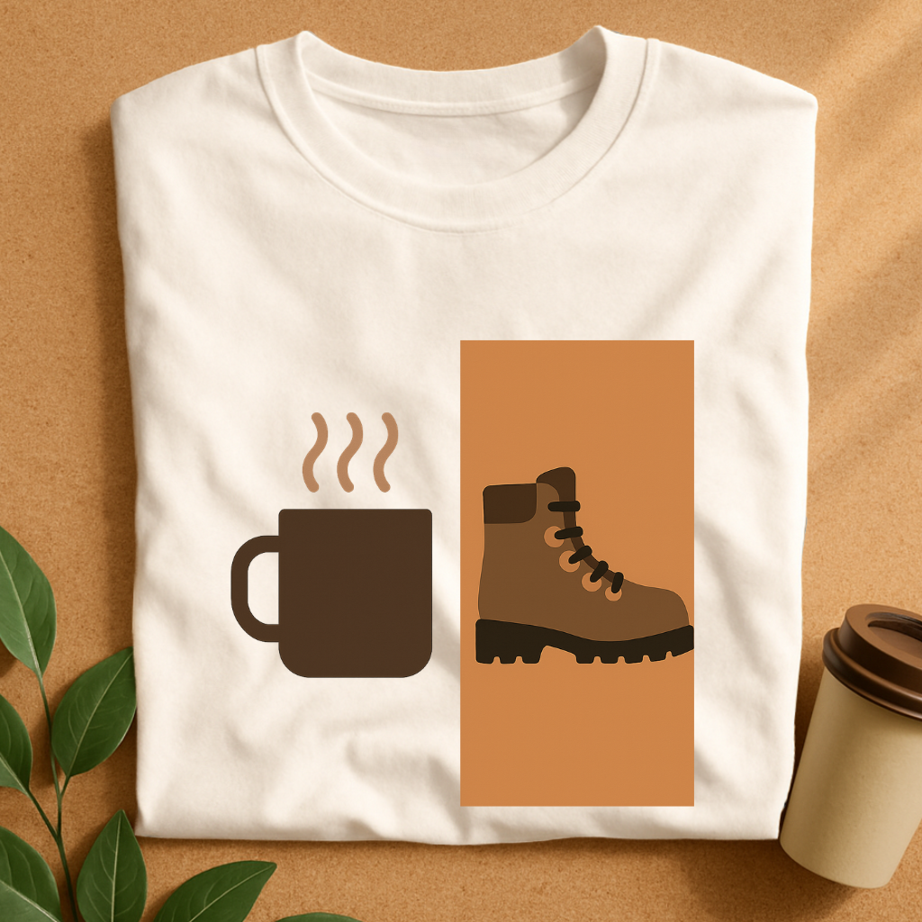 Coffee & Trek – Bold Split-Screen Adventure  T-Shirt